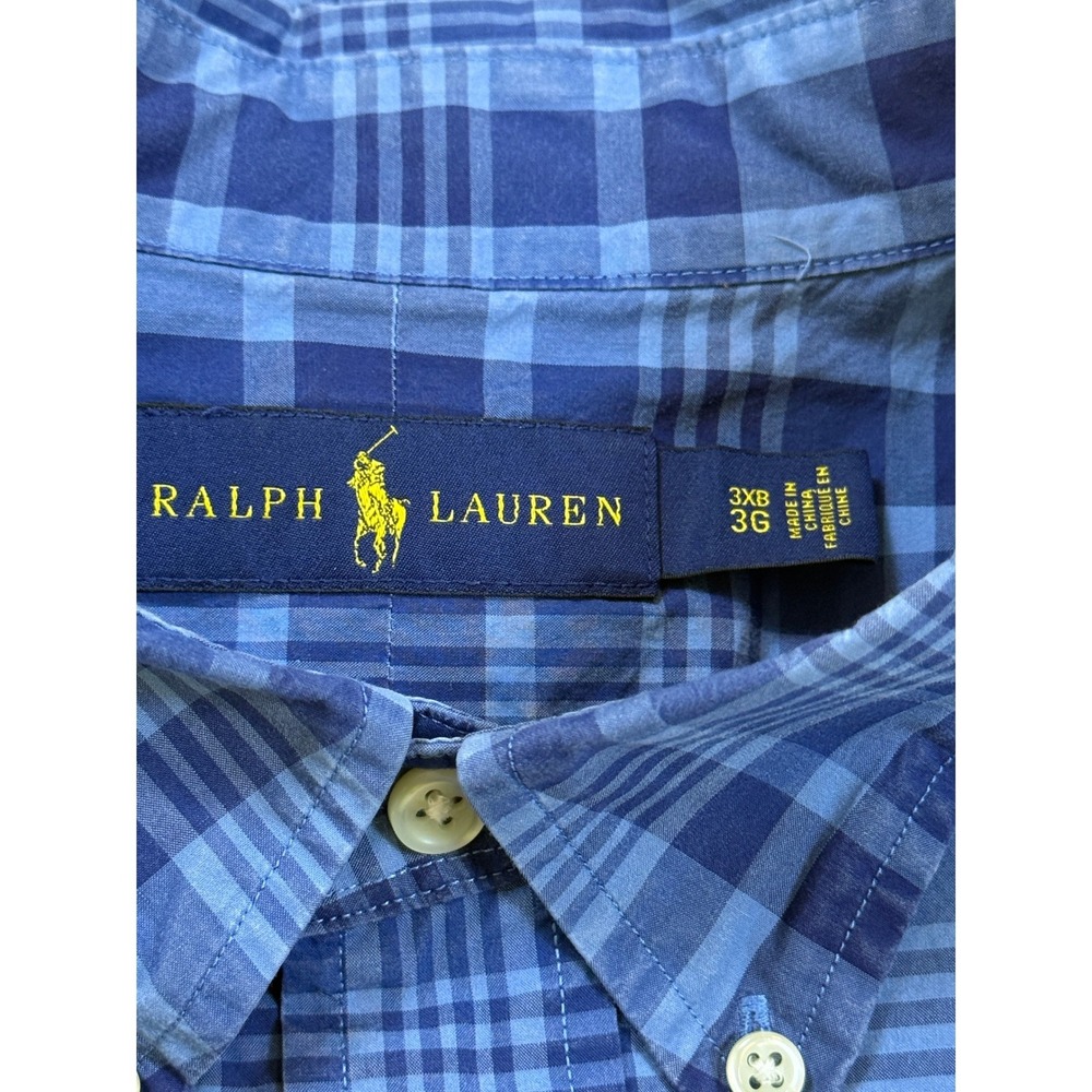 Ralph Lauren Short Sleeve Plaid Button Down Shirt Casual Golf 3XB Big